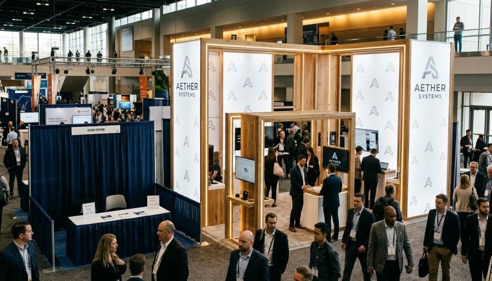 Detailed view of a modern Custom Trade Show Booth