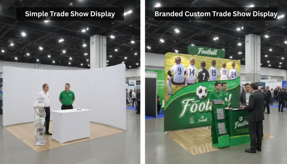 Comparison of standard booth vs Custom Trade Show Display setup