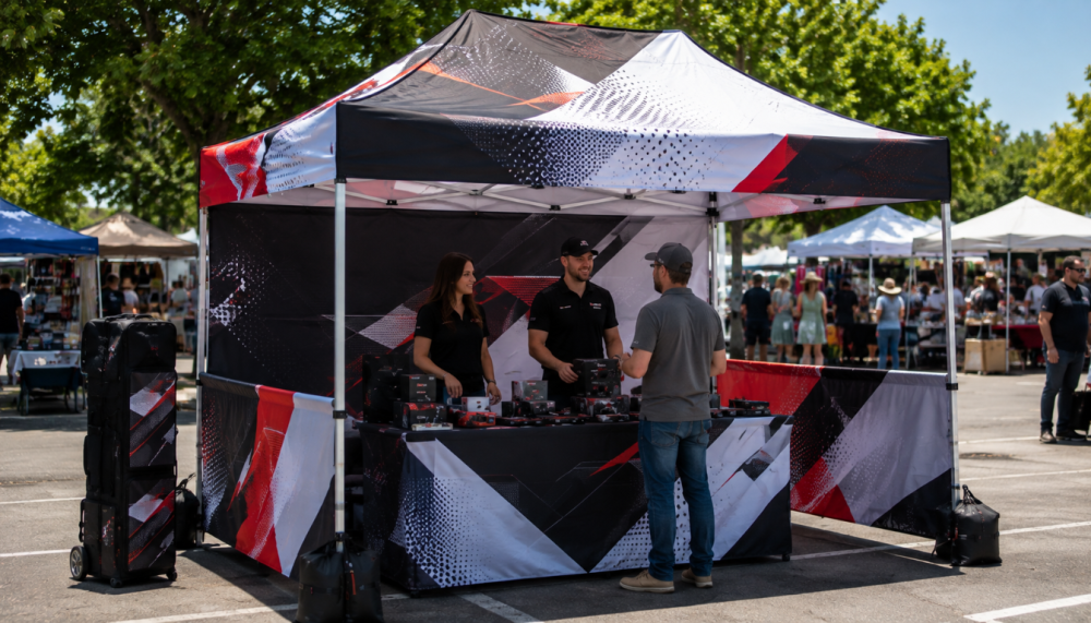 Custom 10x10 canopy tent with printed walls