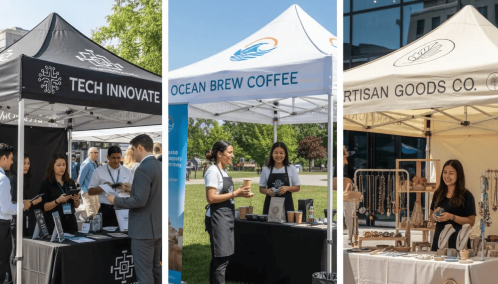 Custom canopy 10x10 used for trade shows and outdoor promotions