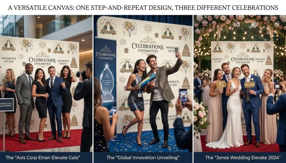 Step and Repeat backdrop used across various events