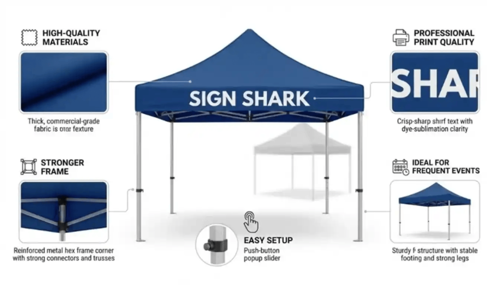Tool-free pop-up canopy tent setup with telescopic adjustable legs