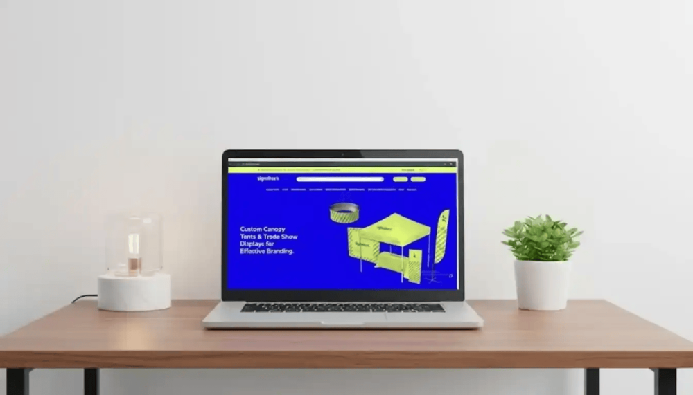 Custom 10x10 pop-up canopy tent with logo on white background for Amazon listing