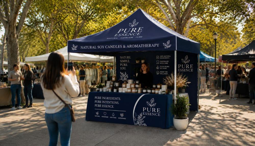 photogenic custom canopy tent 10x10 acting as a branded