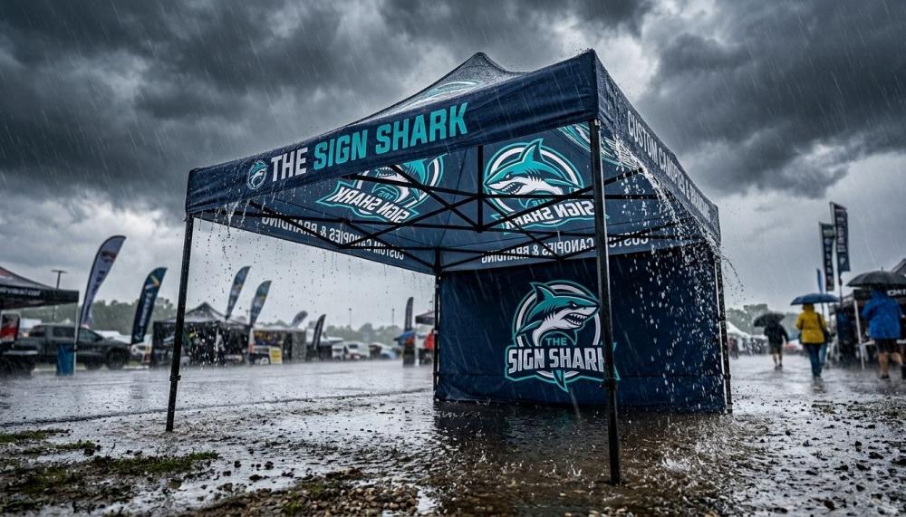 A heavy-duty custom canopy tent from The Sign Shark